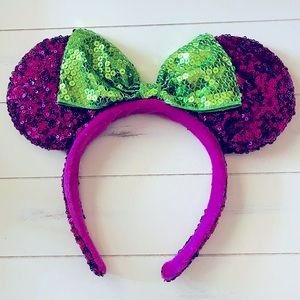 ✨ Disney Parks Sequence Purple Green Bow Minnie Mickey Ears ✨
